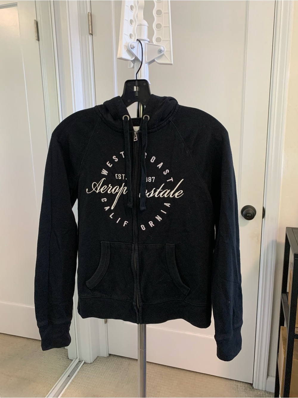 Aeropostale Women’s Small Black Zip-Up Hoodie with Script Logo